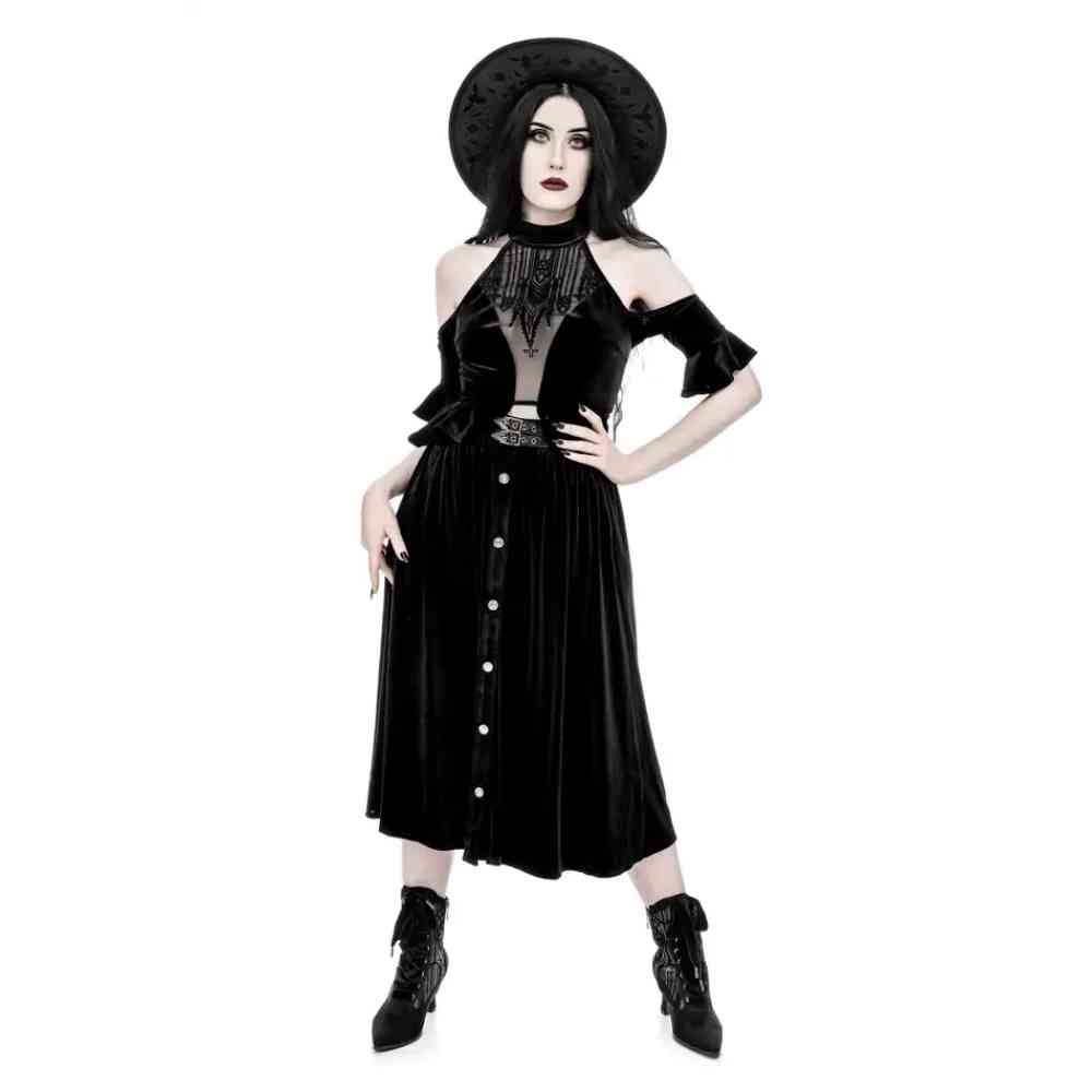 Restyle - Dark Altar Halterneck Haut licou - Noir